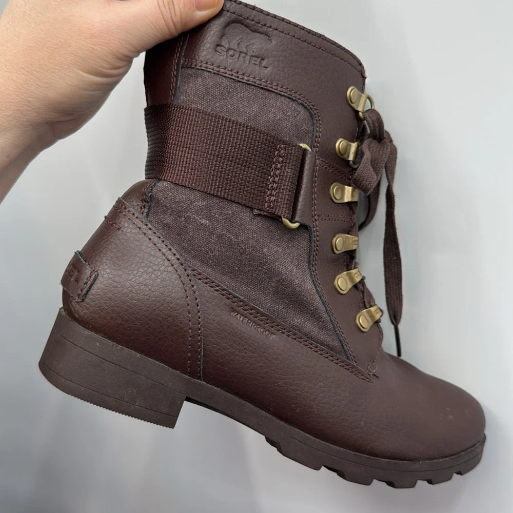 Sorel Women's Brown Emelie Conquest Boots Size 5 Zipper and Lace Up - Picture 13 of 14